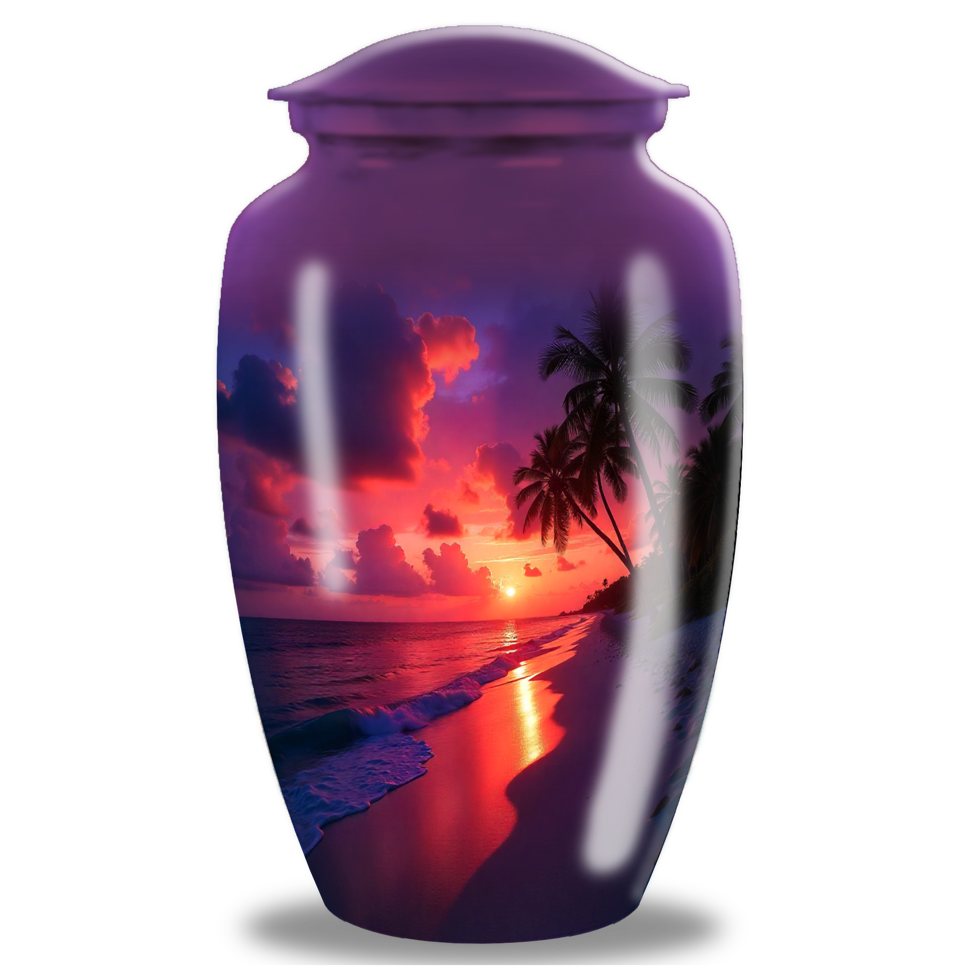 Sunset Beach Cremation Urn For Ashes - Purple Urn For Human Ashes