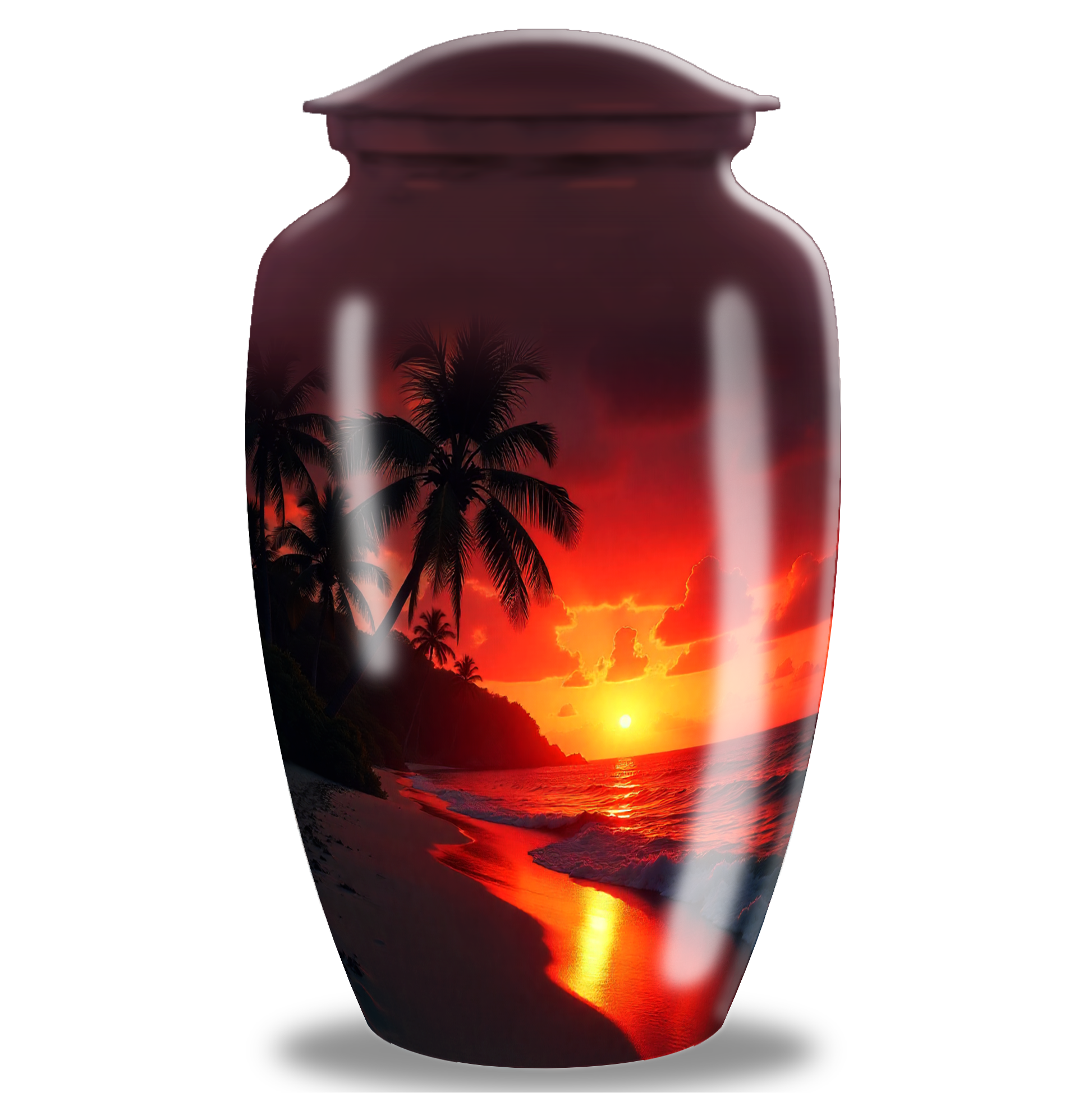 Red Sunset Beach Theme Cremation Urn