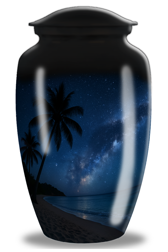 Starry Night Beach Theme Large Cremation Urn For Adult Human Ashes
