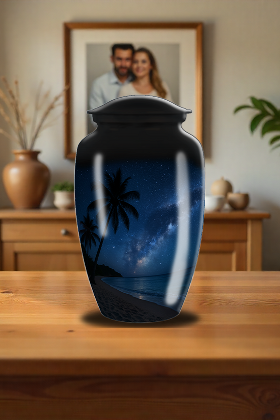 Starry Night Beach Theme Large Cremation Urn For Adult Human Ashes