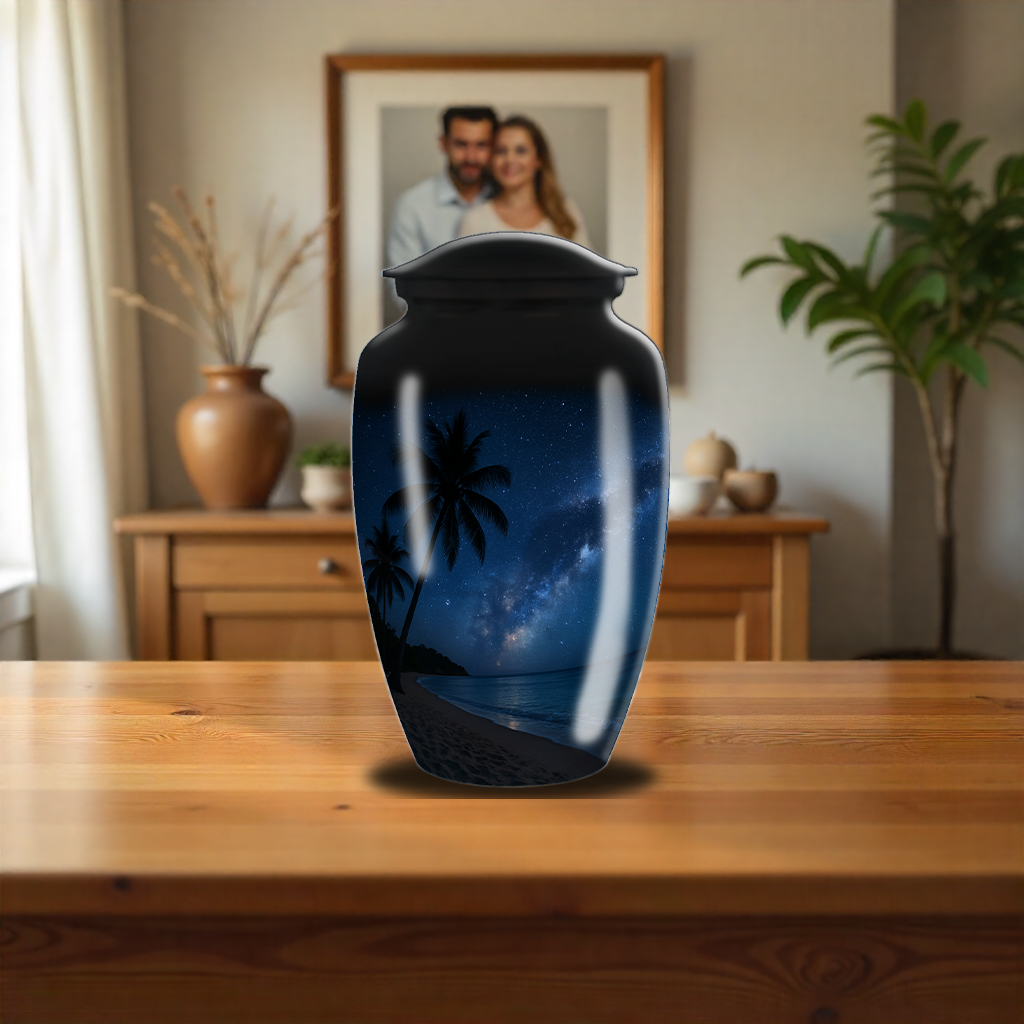 Starry Night Beach Theme Large Cremation Urn For Adult Human Ashes