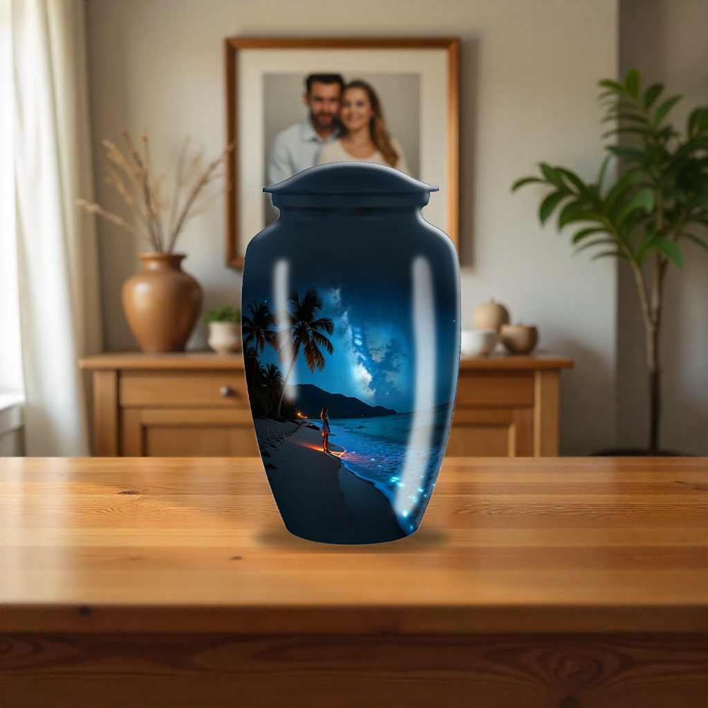 Night Beach Large Cremation Urn For Ashes For Adult Mom & Dad