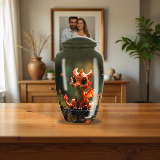Red Baby Dragon Large Custom Cremation Urn For Human Ashes For Adult