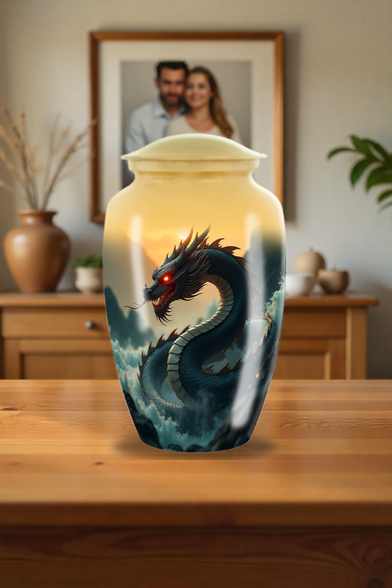Blue Dragon Large Cremation Urn For Ashes Men & Women