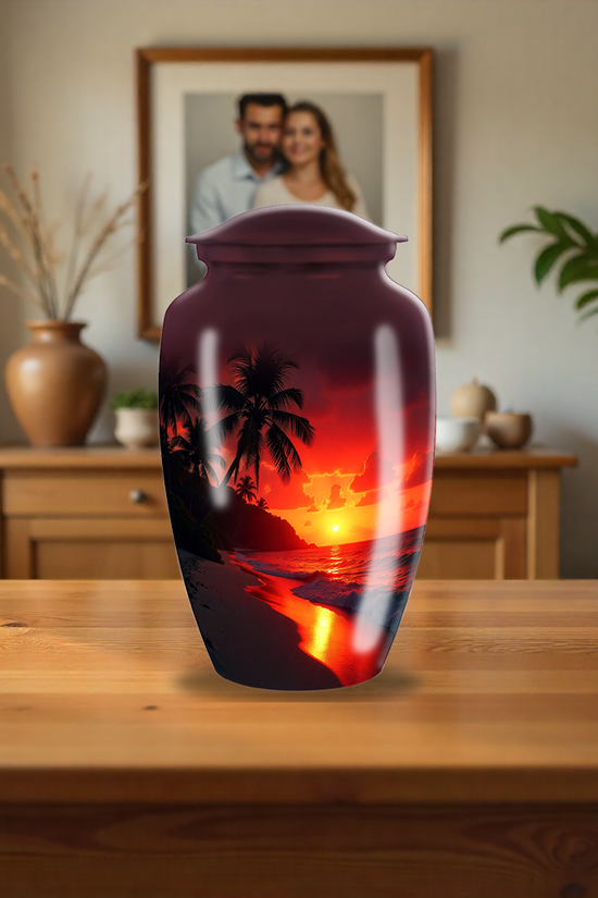 Sunset Beach Theme Cremation Urn