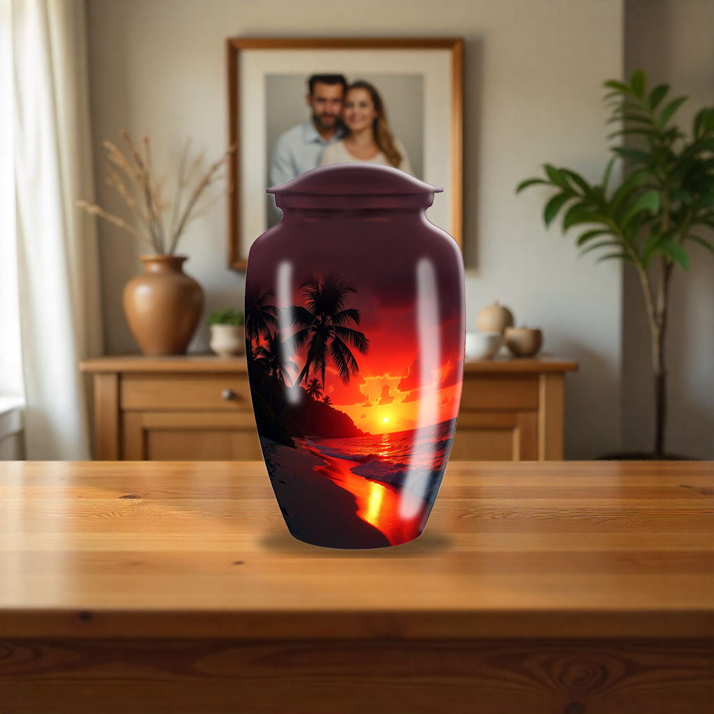 Sunset Beach Theme Cremation Urn