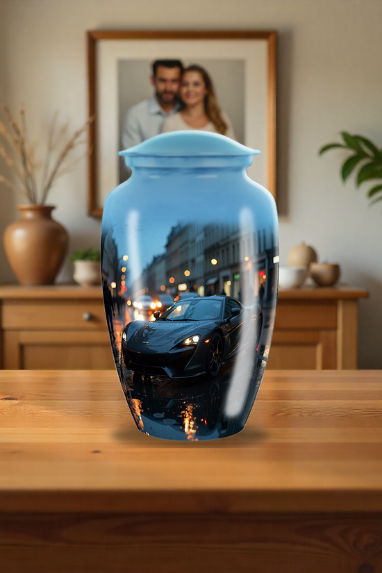 Black Classic Car Large Cremation Urn For Ashes For Adults Men & Women