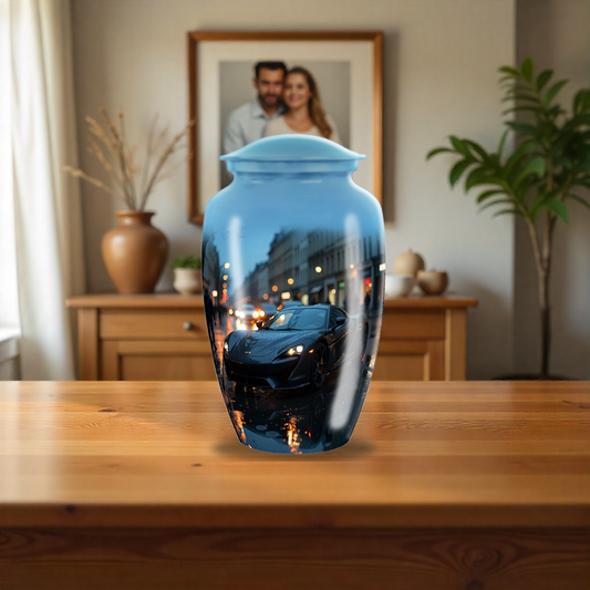 Black Classic Car Large Cremation Urn For Ashes For Adults Men & Women