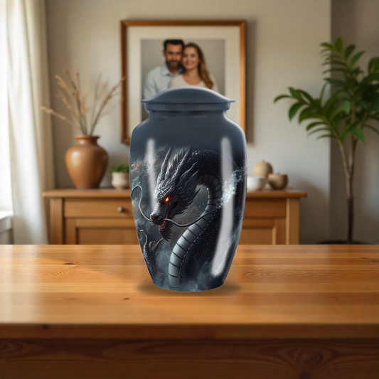 Majestic Chinese Black Dragon Large Cremation Urn For Human Ashes Remains