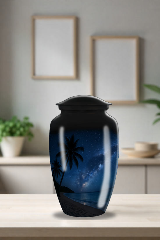 Starry Night Beach Theme Large Cremation Urn For Adult Human Ashes