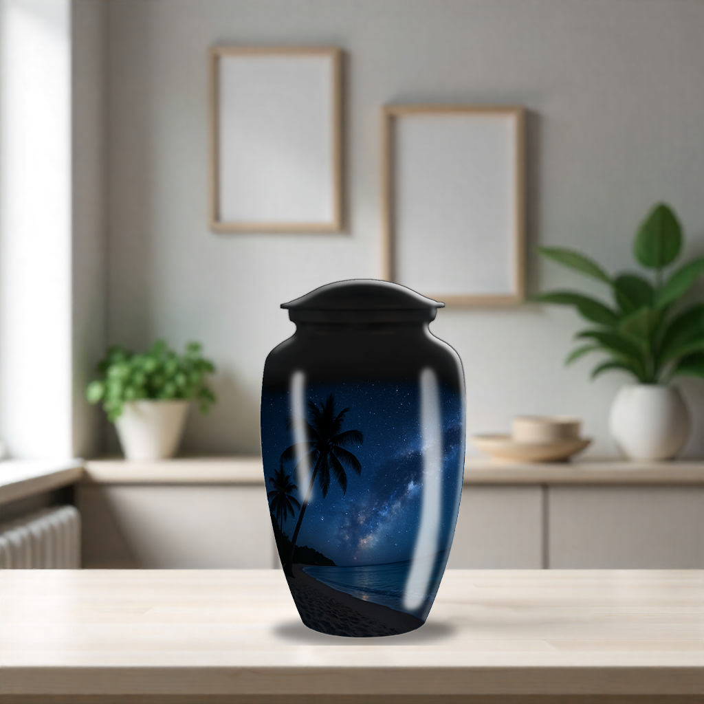 Starry Night Beach Theme Large Cremation Urn For Adult Human Ashes