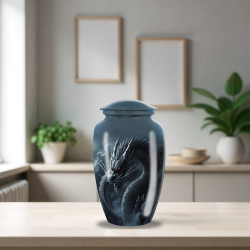 Black Chinese Dragon Large Cremation Urn For Ashes Male & Female