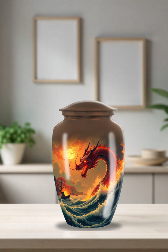 Red Dragon Cremation Urn For Human Ashes
