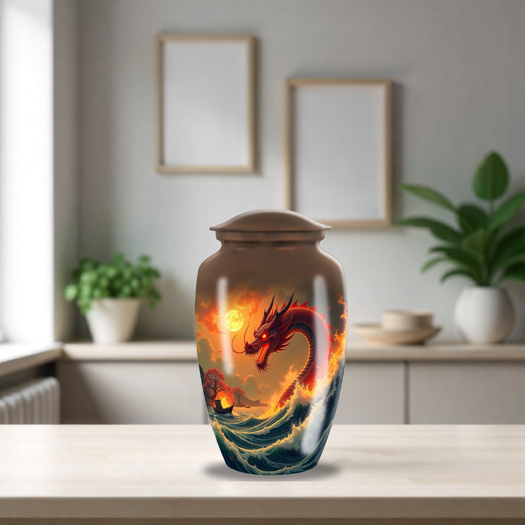 Red Dragon Cremation Urn For Human Ashes
