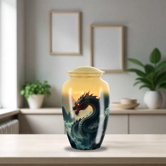 Blue Dragon Large Cremation Urn For Ashes Men & Women