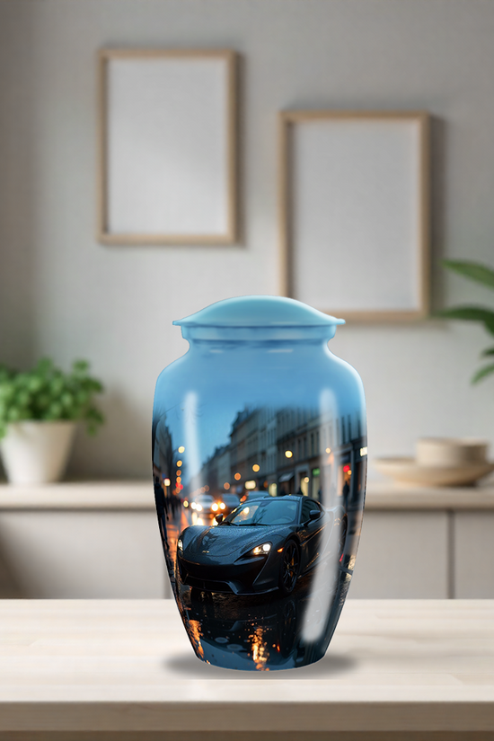 Black Classic Car Large Cremation Urn For Ashes For Adults Men & Women