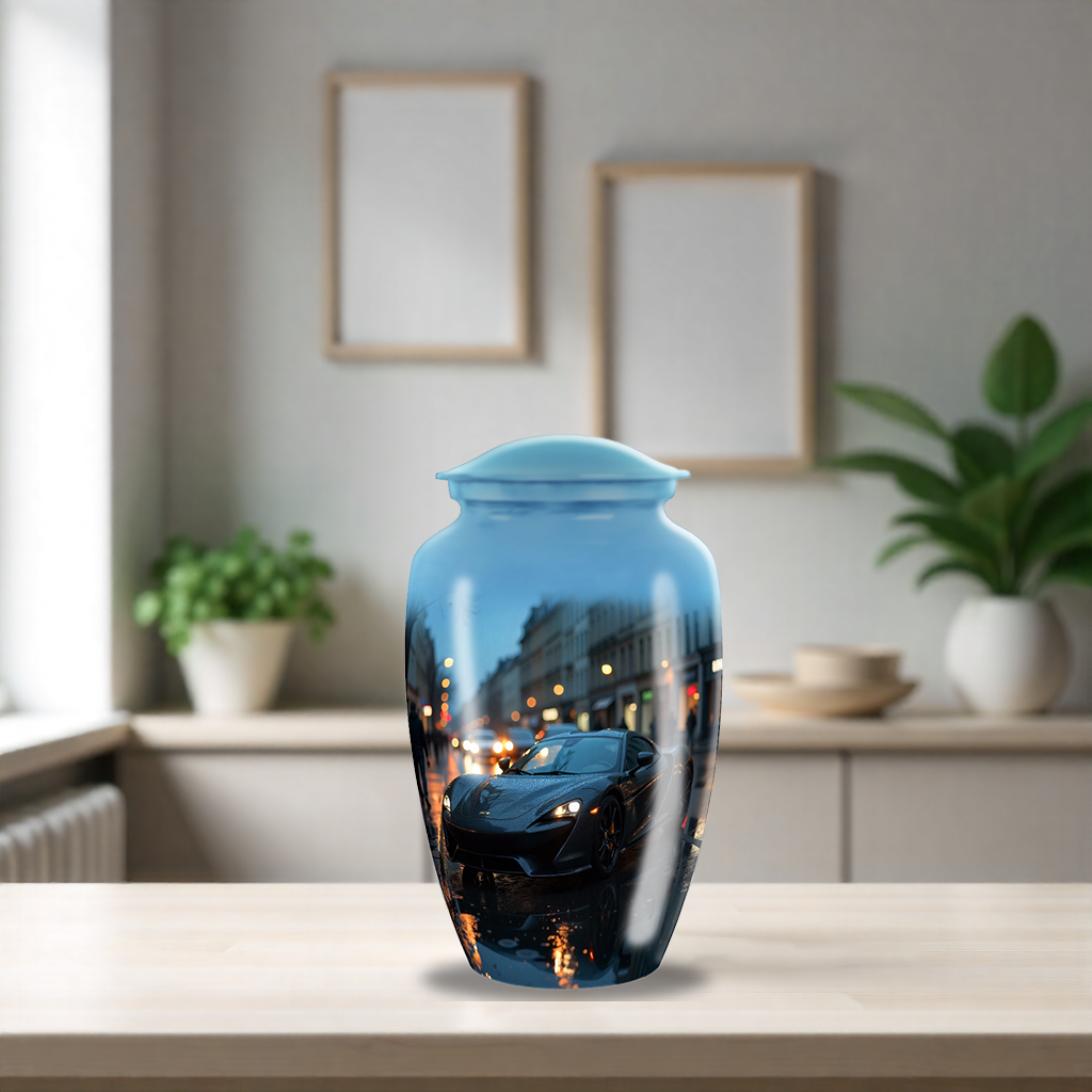 Black Classic Car Large Cremation Urn For Ashes For Adults Men & Women