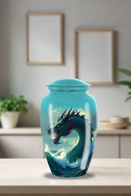 Blue Sea Dragon Large Cremation Urn For Adult Human Ashes Remains