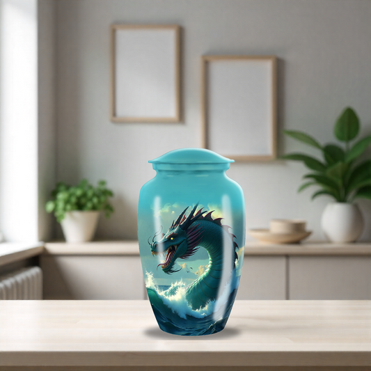 Blue Sea Dragon Large Cremation Urn For Adult Human Ashes Remains