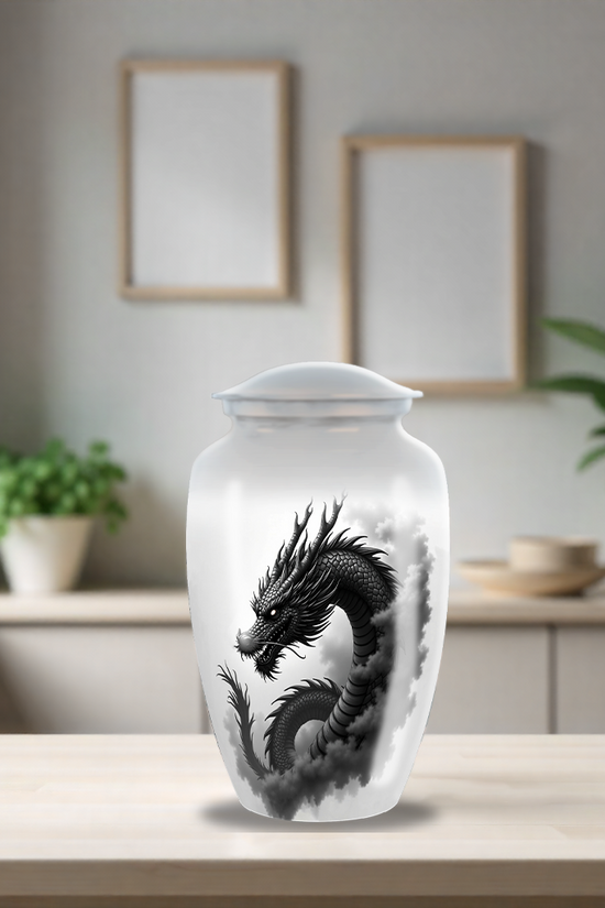 Black & Grey Dragon Large Cremation Urn For Human Ashes Dad