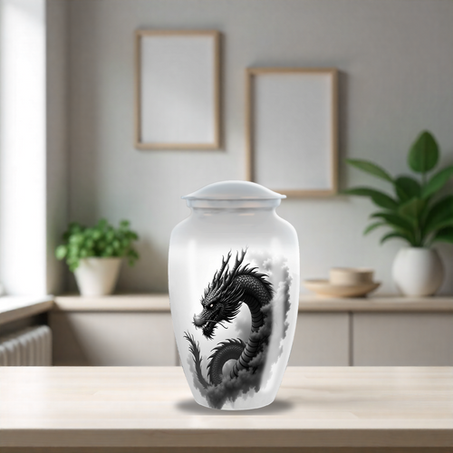 Black & Grey Dragon Large Cremation Urn For Human Ashes Dad