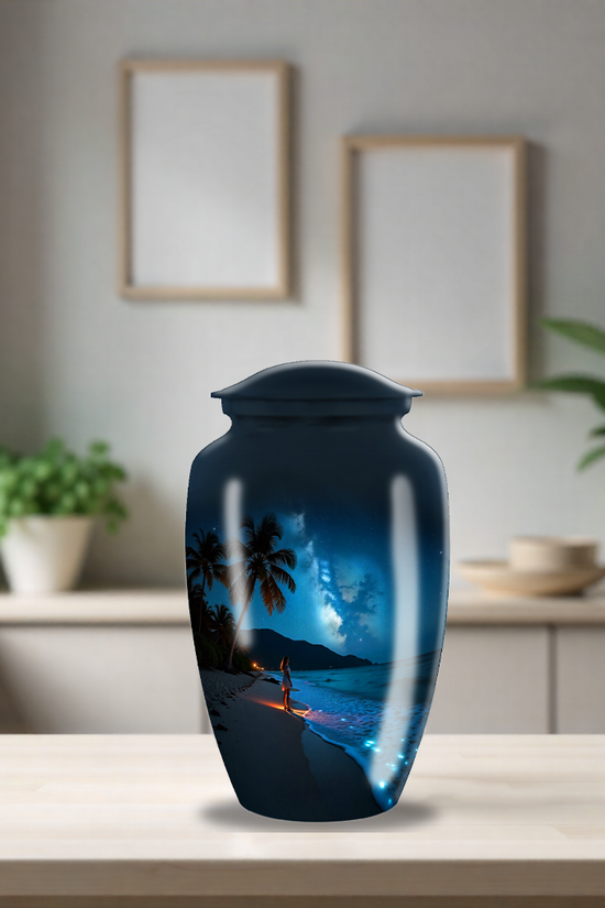 Night Beach Large Cremation Urn For Ashes For Adult Mom & Dad