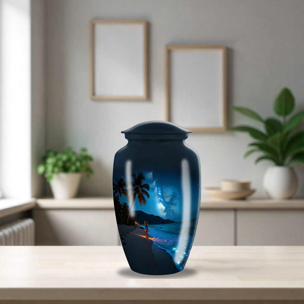 Night Beach Large Cremation Urn For Ashes For Adult Mom & Dad