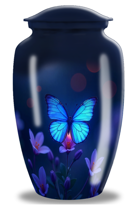 Blue Beautiful Butterfly Cremation Urn For Ashes For Adult Mom & Dad
