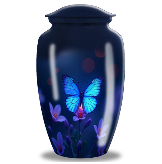Blue Beautiful Butterfly Cremation Urn For Ashes For Adult Mom & Dad