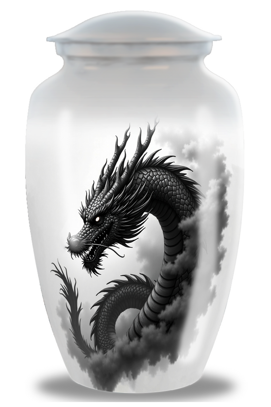 Black & Grey Dragon Large Cremation Urn For Human Ashes Dad