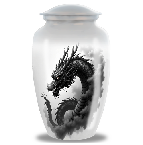 Black & Grey Dragon Large Cremation Urn For Human Ashes Dad